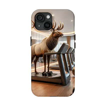 Elk Standing on Treadmill in Gym