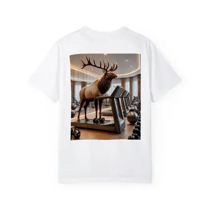 Elk Standing on Treadmill in Gym