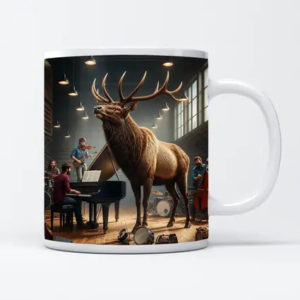 Elk Standing in Music Studio With Band