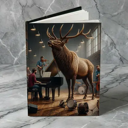 Elk Standing in Music Studio With Band
