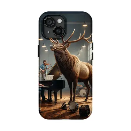Elk Standing in Music Studio With Band