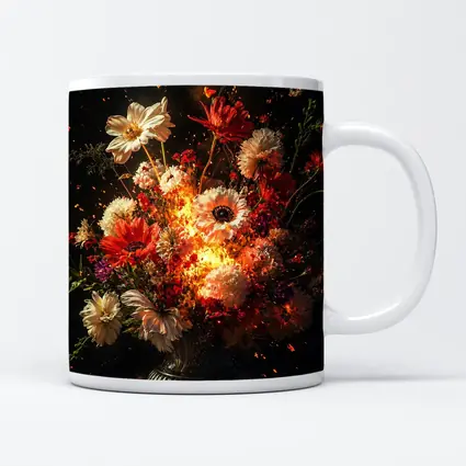 Fiery Floral Bouquet Explosion Dark Background