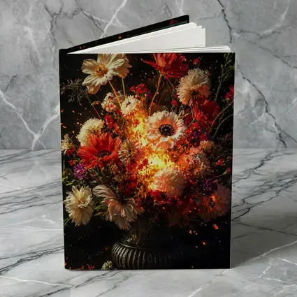 Fiery Floral Bouquet Explosion Dark Background
