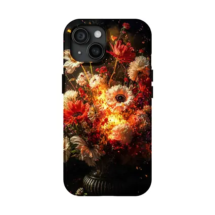 Fiery Floral Bouquet Explosion Dark Background