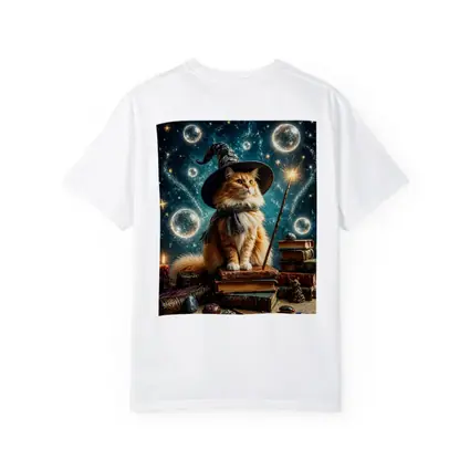 Wizard Cat With Magic Wand Starry Night