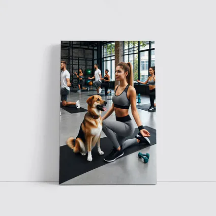 Woman Working Out With Dog Gym