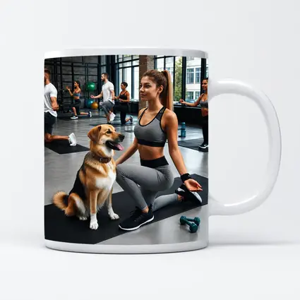 Woman Working Out With Dog Gym