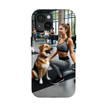 Woman Working Out With Dog Gym