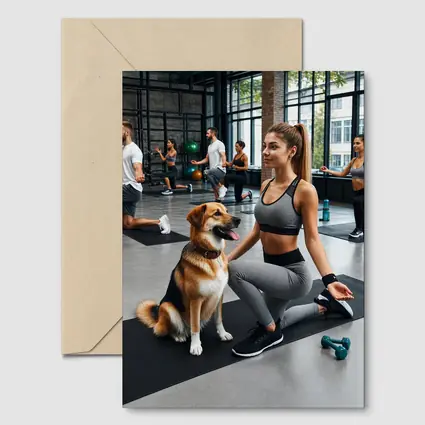 Woman Working Out With Dog Gym
