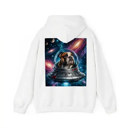 English Bulldog Astronaut Flying Through Galaxy