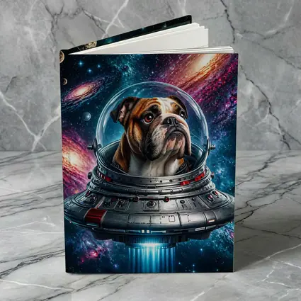 English Bulldog Astronaut Flying Through Galaxy