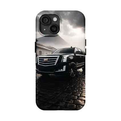 Cadillac Escalade Black SUV Stormy Mountain Setting