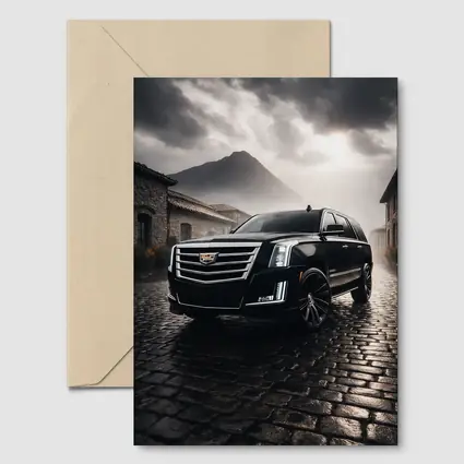 Cadillac Escalade Black SUV Stormy Mountain Setting