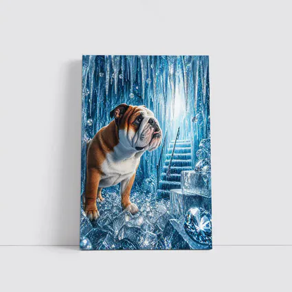 English Bulldog Puppy In Ice Crystal Cave