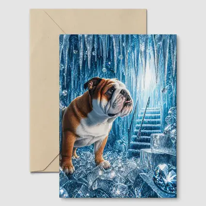 English Bulldog Puppy In Ice Crystal Cave