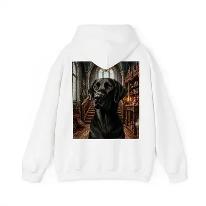 Black Labrador Retriever In Gothic Castle Hall