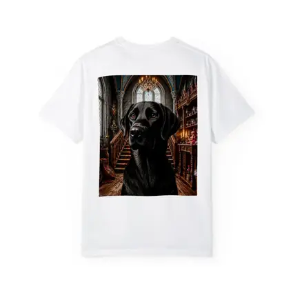 Black Labrador Retriever In Gothic Castle Hall