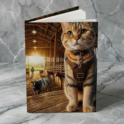 Tabby Cat In Rustic Barn Farm Setting