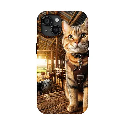 Tabby Cat In Rustic Barn Farm Setting