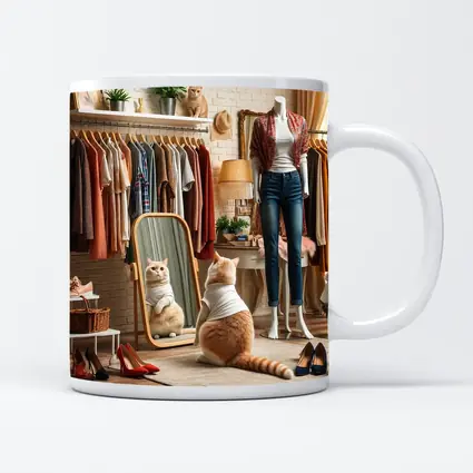 Fashionable Cat in Boutique Dressing Room