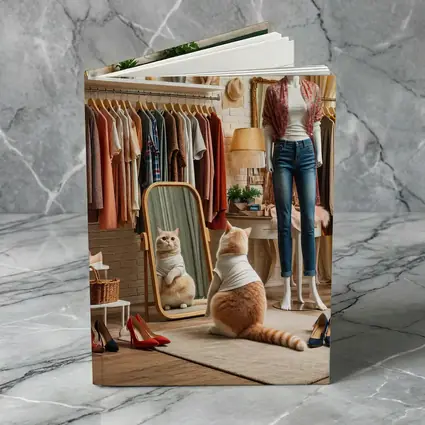 Fashionable Cat in Boutique Dressing Room