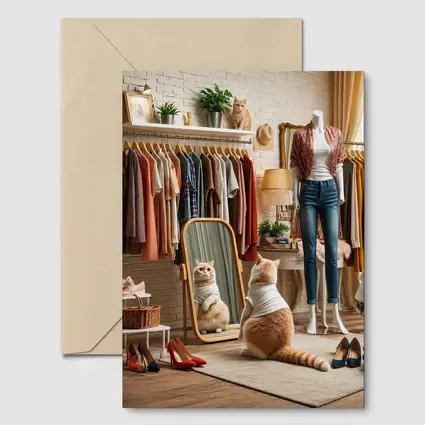 Fashionable Cat in Boutique Dressing Room