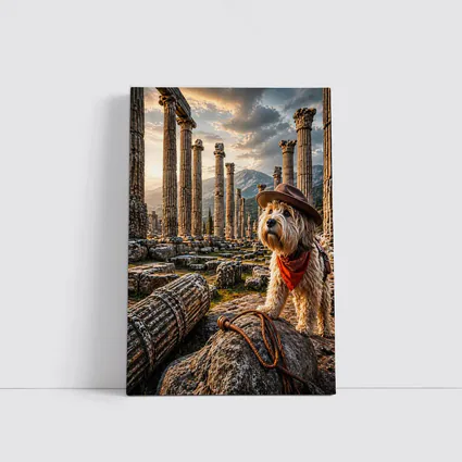 Cowboy Terrier Dog At Ancient Greek Ruins