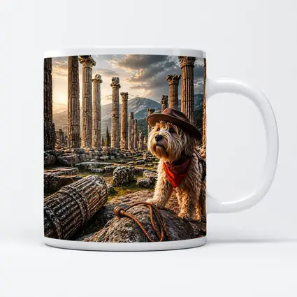 Cowboy Terrier Dog At Ancient Greek Ruins