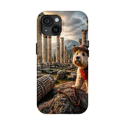 Cowboy Terrier Dog At Ancient Greek Ruins