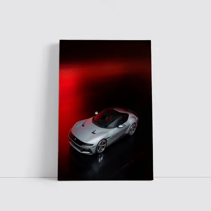 Ferrari Twelve Cylinders Silver Car Dark Studio