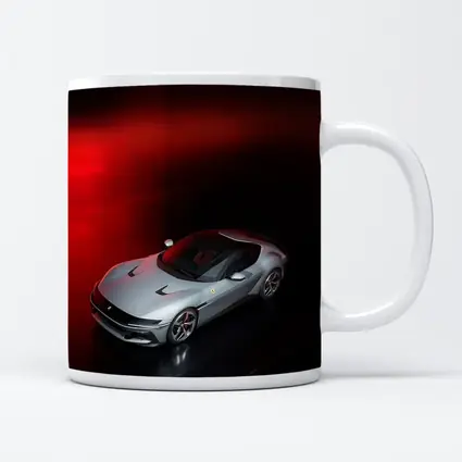 Ferrari Twelve Cylinders Silver Car Dark Studio