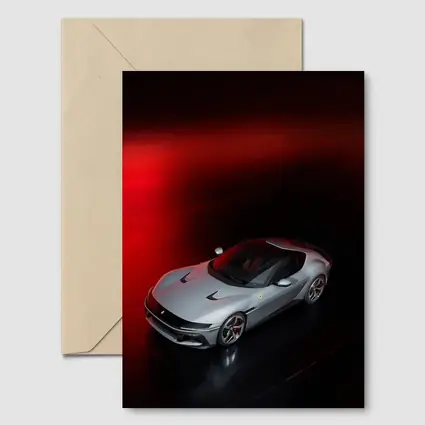 Ferrari Twelve Cylinders Silver Car Dark Studio