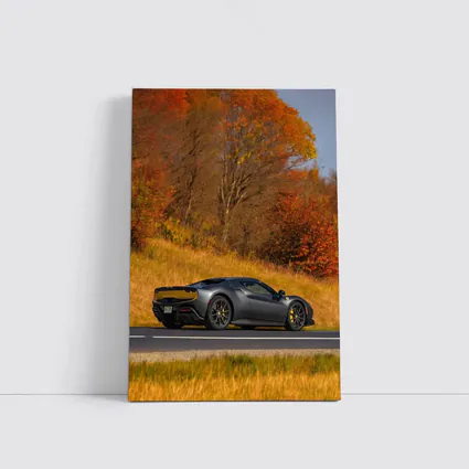 Ferrari 296 GTB Matte Gray Autumn Road