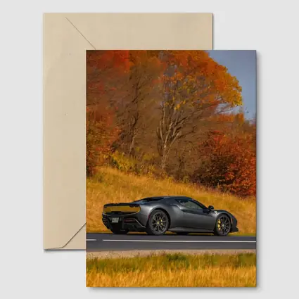 Ferrari 296 GTB Matte Gray Autumn Road