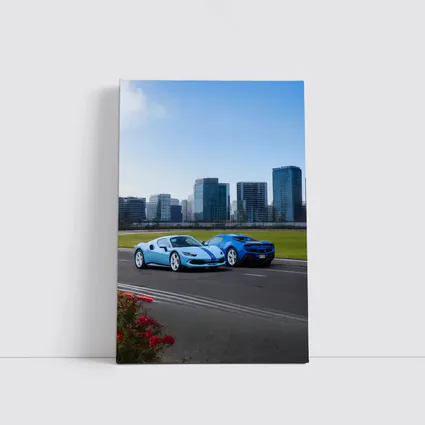Ferrari 296 GTB Blue Duo City Skyline