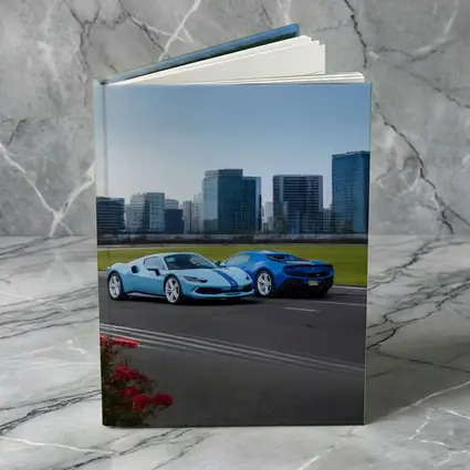 Ferrari 296 GTB Blue Duo City Skyline