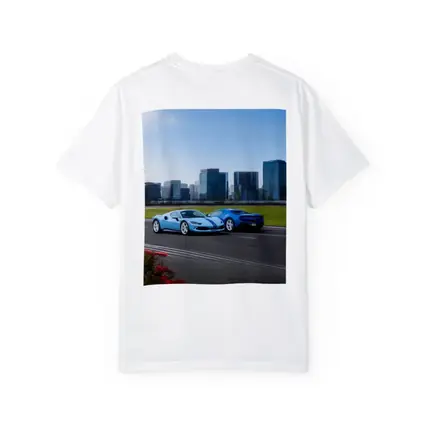 Ferrari 296 GTB Blue Duo City Skyline