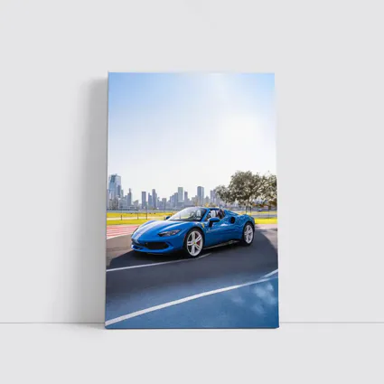 Ferrari 296 GTS Blue City Skyline