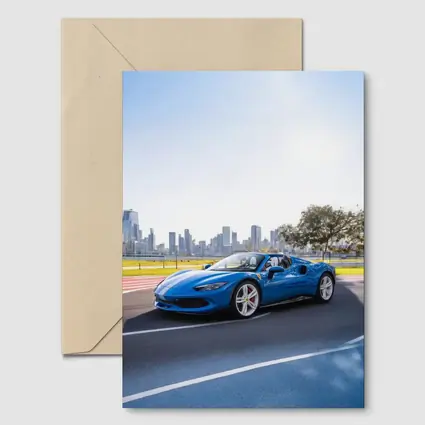 Ferrari 296 GTS Blue City Skyline