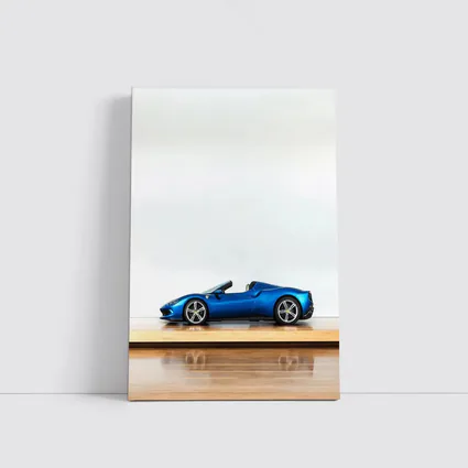 Ferrari 296 GTS Blue on Wooden Parquet