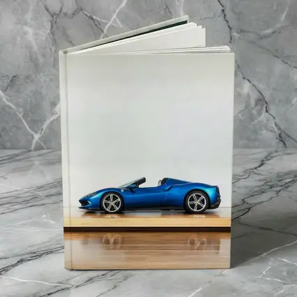 Ferrari 296 GTS Blue on Wooden Parquet