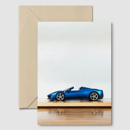 Ferrari 296 GTS Blue on Wooden Parquet