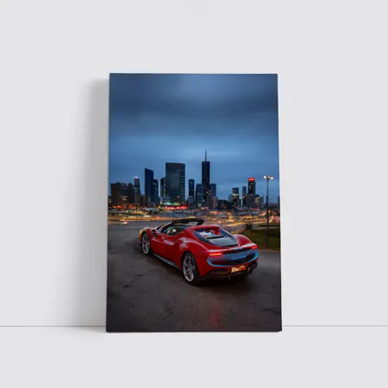 Ferrari 296 GTS Red City Skyline Night