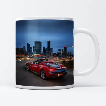 Ferrari 296 GTS Red City Skyline Night