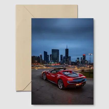 Ferrari 296 GTS Red City Skyline Night