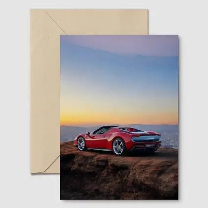 Ferrari 296 GTB Red Sunset City View