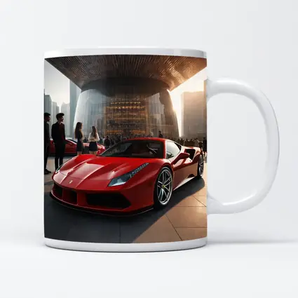 Ferrari 488 GTB Red Urban Plaza Scene