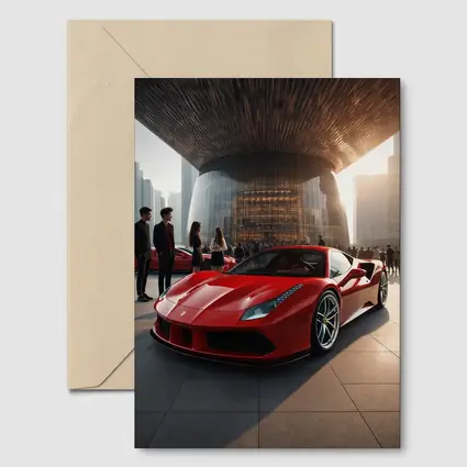 Ferrari 488 GTB Red Urban Plaza Scene