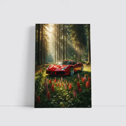 Ferrari 488 GTB Red Forest Wildflowers