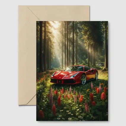 Ferrari 488 GTB Red Forest Wildflowers